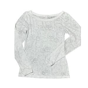 Harley Davidson Skull Head Burnout White Long Sleeve Shirt